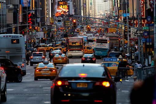 Traffic on New York 7nd Avenue, USA